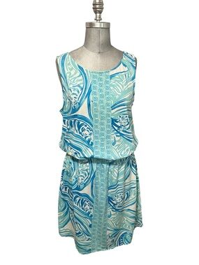 Lilly Pulitzer Sleeveless Pima Cotton Sea Ruffles Engineered Dress Size L